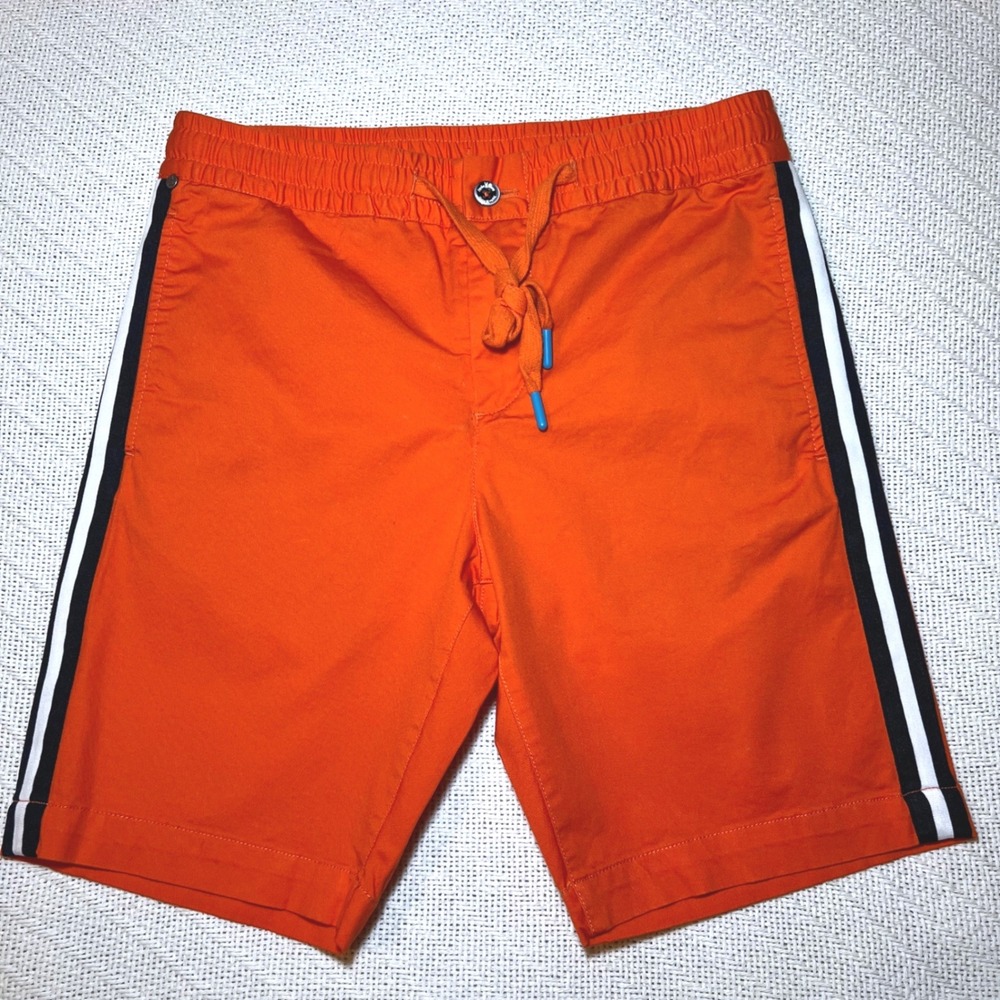 Psycho Bunny Mens Orange Side Stripe Stretch Cotton Shorts Size 29